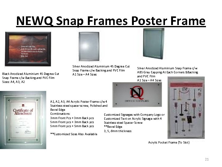 NEWQ Snap Frames Poster Frame Black Anodized Aluminium 45 Degree Cut Snap Frame c/w