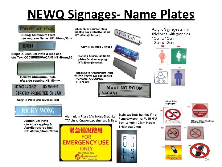 NEWQ Signages- Name Plates Acrylic Signages 2 mm thickness with graphics 15 cm x