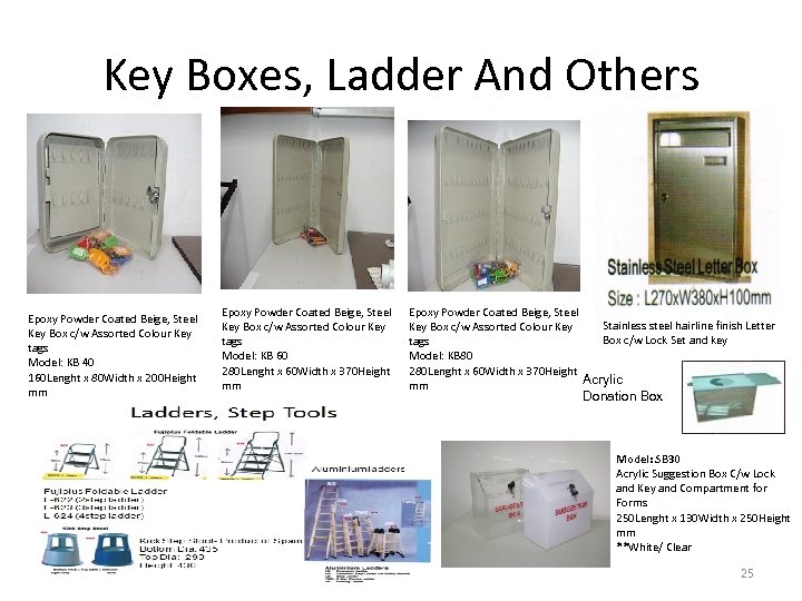 Key Boxes, Ladder And Others Epoxy Powder Coated Beige, Steel Key Box c/w Assorted