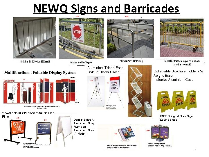 NEWQ Signs and Barricades Aluminium Tripod Easel Colour: Black/ Silver **Available In Stainless steel