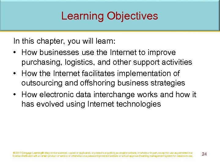 Learning Objectives In this chapter, you will learn: • How businesses use the Internet