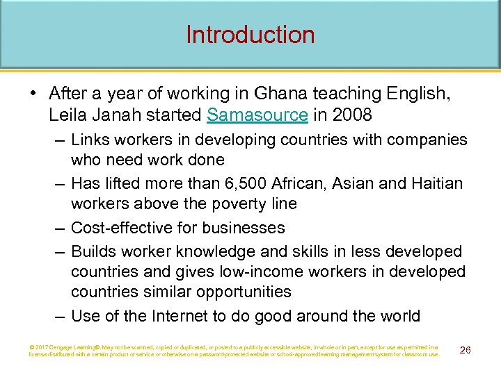 Introduction • After a year of working in Ghana teaching English, Leila Janah started