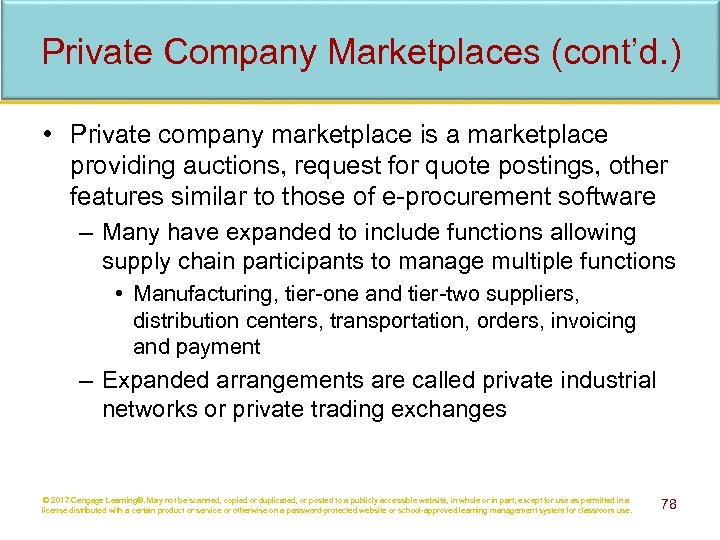 Private Company Marketplaces (cont’d. ) • Private company marketplace is a marketplace providing auctions,