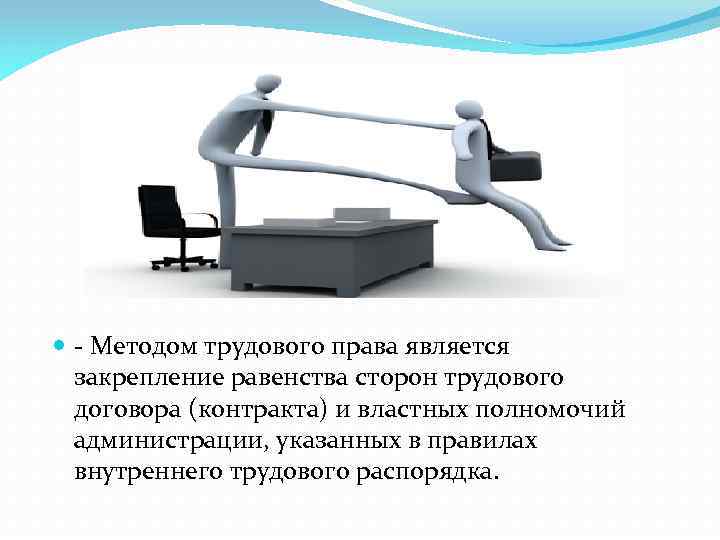  - Методом трудового права является закрепление равенства сторон трудового договора (контракта) и властных