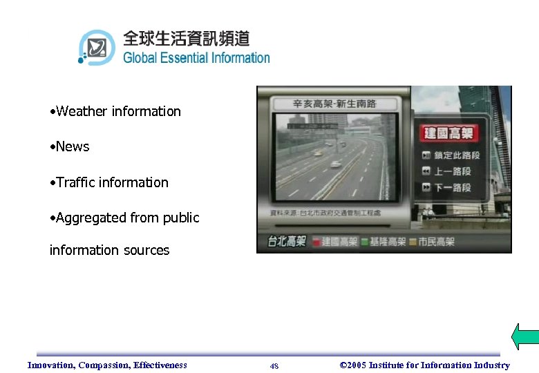  • Weather information • News • Traffic information • Aggregated from public information
