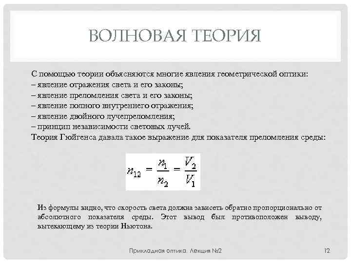 Волновая теория законы