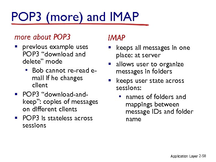 POP 3 (more) and IMAP more about POP 3 § previous example uses POP