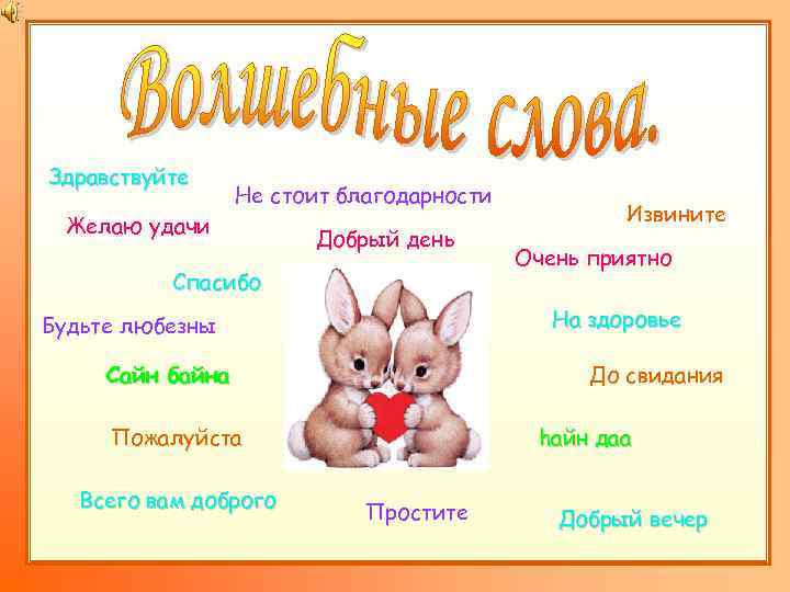 Здравствуйте Не стоит благодарности Желаю удачи Добрый день Спасибо Очень приятно На здоровье Будьте