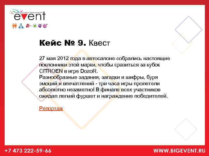 Кейс № 9. Квест 27 мая 2012 года в автосалоне собрались настоящие поклонники этой