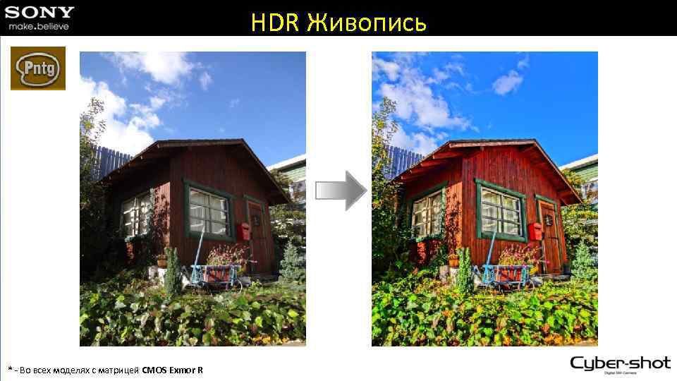 HDR Живопись * - Во всех моделях с матрицей CMOS Exmor R 