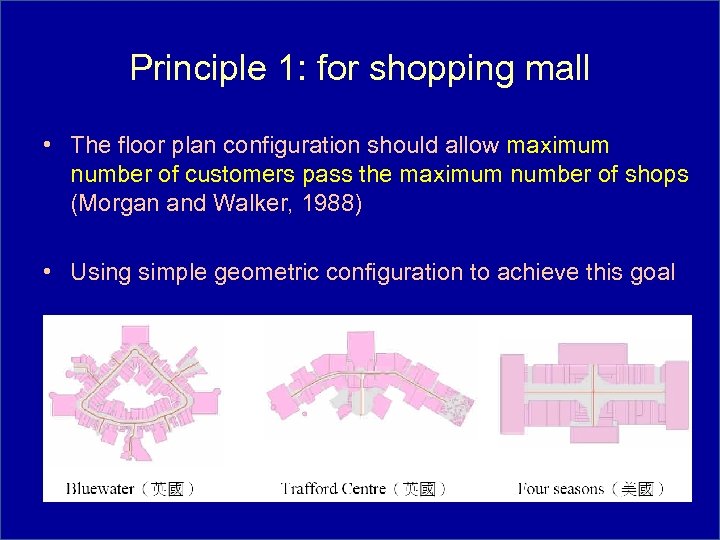 Principle 1: for shopping mall • The floor plan configuration should allow maximum number
