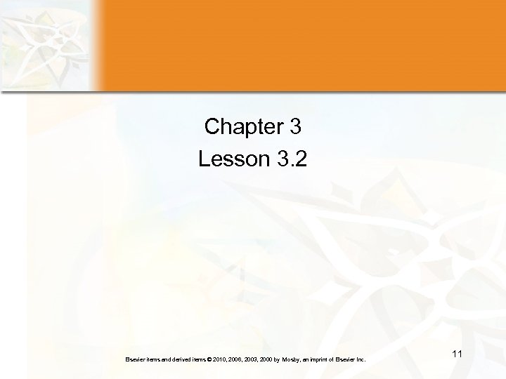 Chapter 3 Lesson 3. 2 Elsevier items and derived items © 2010, 2006, 2003,