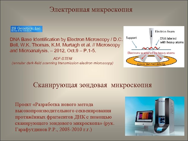 Электронная микроскопия DNA Base Identification by Electron Microscopy / D. C. Bell, W. K.