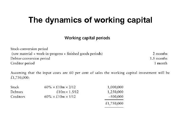 The dynamics of working capital 