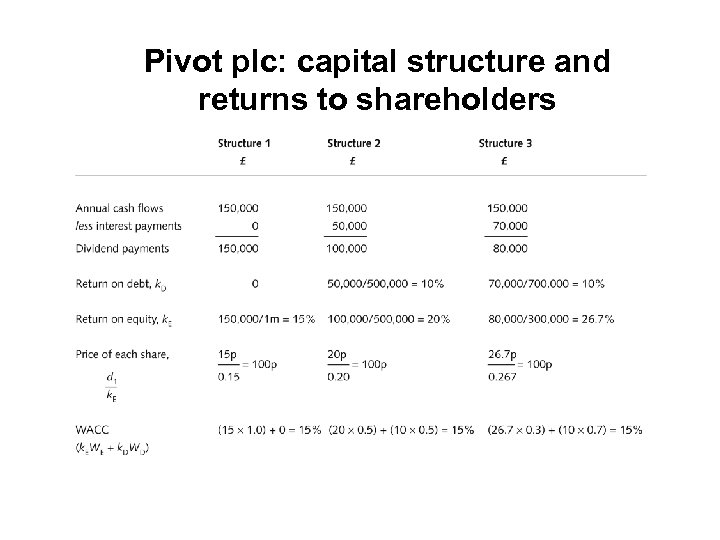 Pivot plc: capital structure and returns to shareholders 