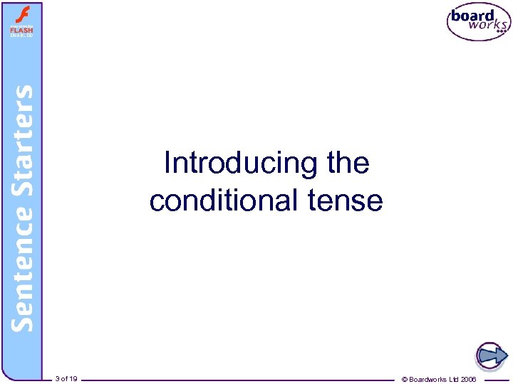 Conditionals – Introducing the conditional tense 3 of 19 © Boardworks Ltd 2006 