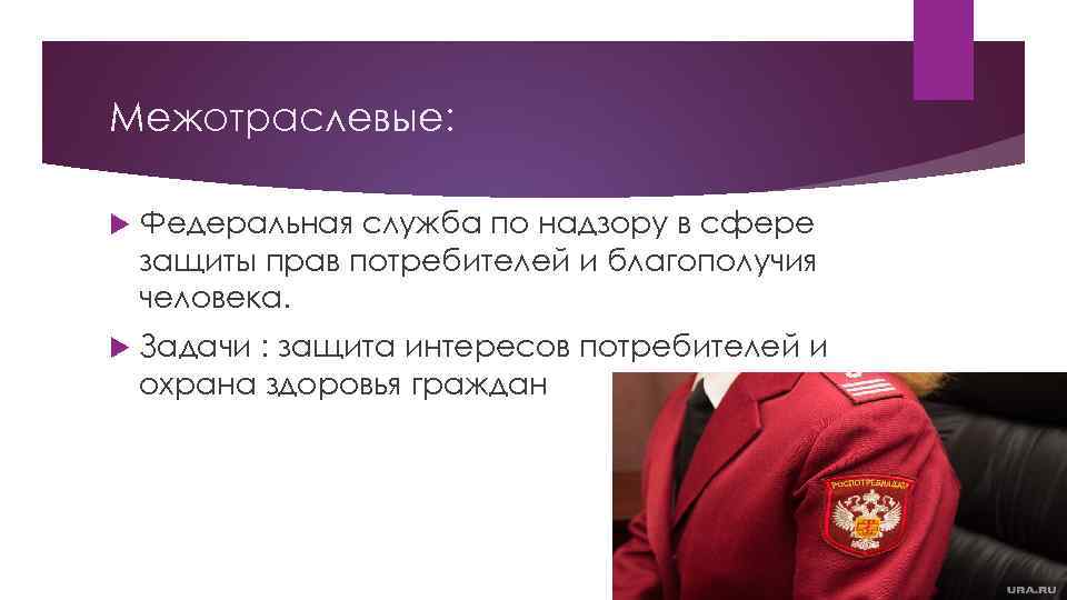 Межотраслевые: Федеральная служба по надзору в сфере защиты прав потребителей и благополучия человека. Задачи