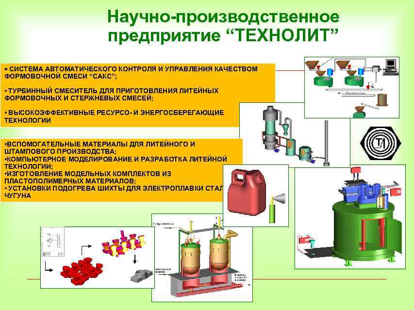 Научно-производственное предприятие “ТЕХНОЛИТ” • СИСТЕМА АВТОМАТИЧЕСКОГО КОНТРОЛЯ И УПРАВЛЕНИЯ КАЧЕСТВОМ ФОРМОВОЧНОЙ СМЕСИ “САКС”; •