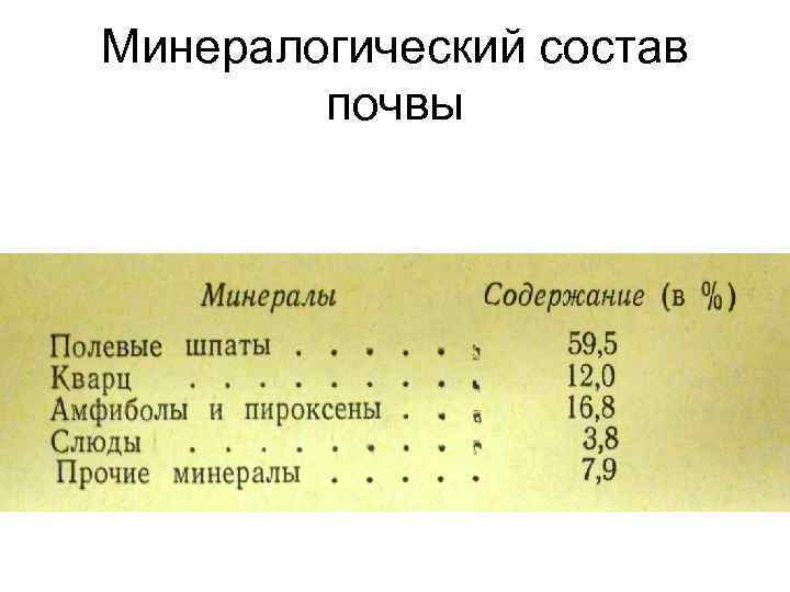 Минералогический состав почвы 