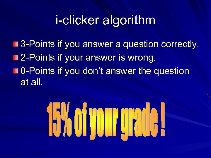 i-clicker algorithm 3 -Points if you answer a question correctly. 2 -Points if your