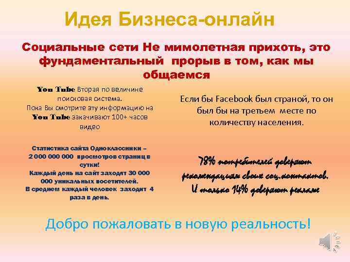 Идея Бизнеса-онлайн Социальные сети Не мимолетная прихоть, это фундаментальный прорыв в том, как мы