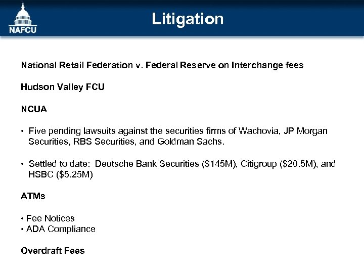 Litigation National Retail Federation v. Federal Reserve on Interchange fees Hudson Valley FCU NCUA