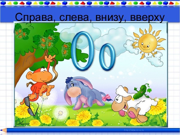 Справа, слева, внизу, вверху 