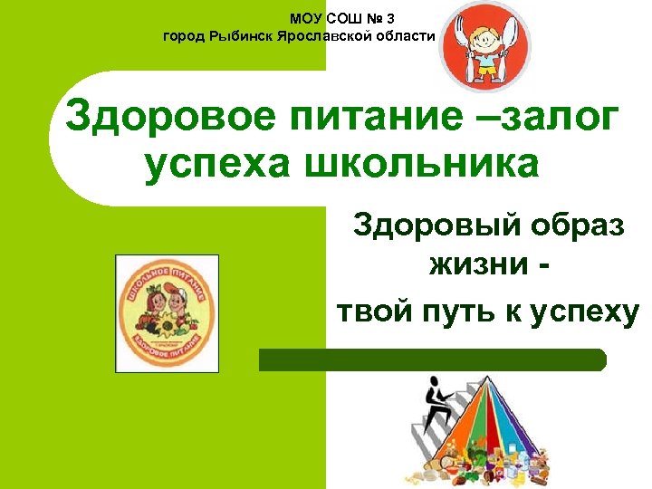  МОУ СОШ № 3 город Рыбинск Ярославской области Здоровое питание –залог успеха школьника