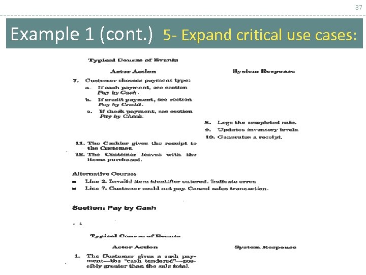 37 Example 1 (cont. ) 5 - Expand critical use cases: 