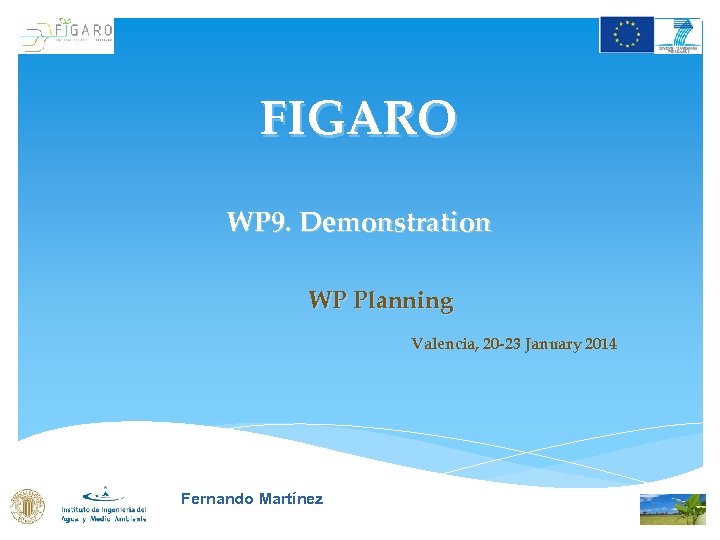 FIGARO WP 9. Demonstration WP Planning Valencia, 20 -23 January 2014 Fernando Martínez 