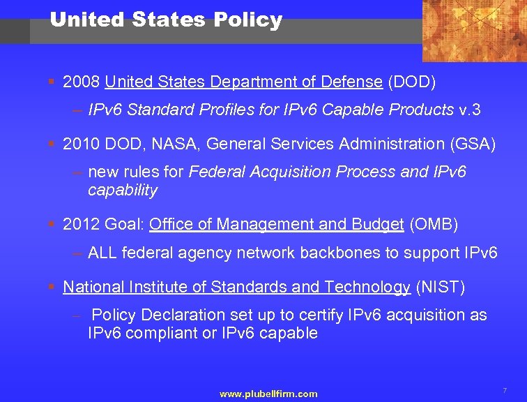 United States Policy § 2008 United States Department of Defense (DOD) – IPv 6
