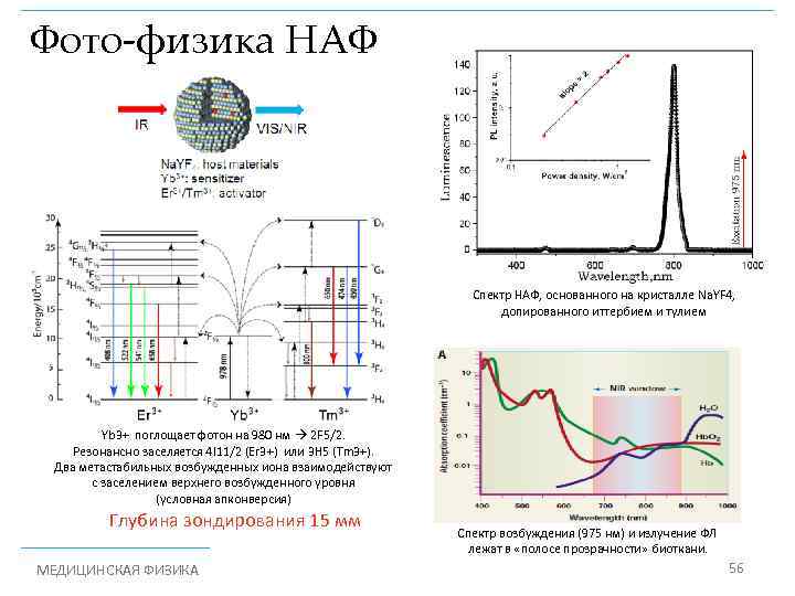 Фото-физика НАФ Спектр НАФ, основанного на кристалле Na. YF 4, допированного иттербием и тулием