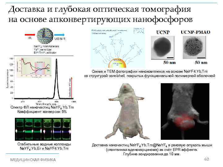 Доставка и глубокая оптическая томография на основе апконвертирующих нанофосфоров Схема и TEM фотографии нанокомплекса