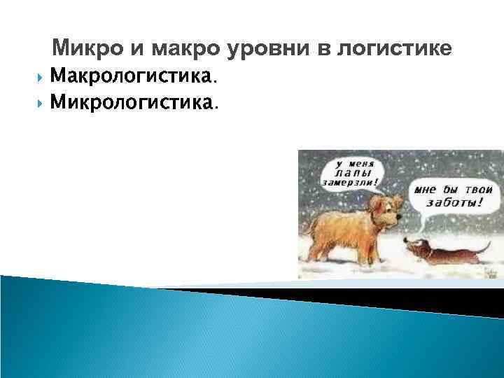 Микро и макро уровни в логистике Макрологистика. Микрологистика. 