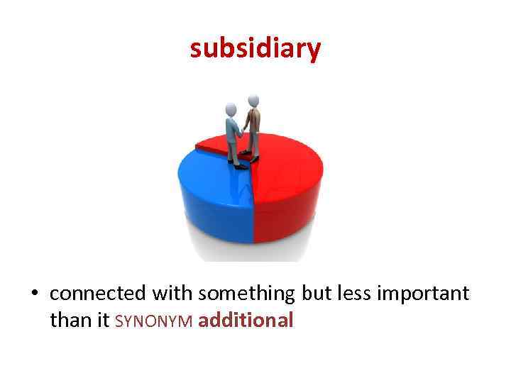 subsidiary • connected with something but less important than it SYNONYM additional 