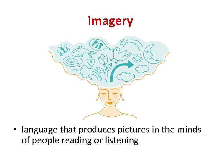 imagery • language that produces pictures in the minds of people reading or listening