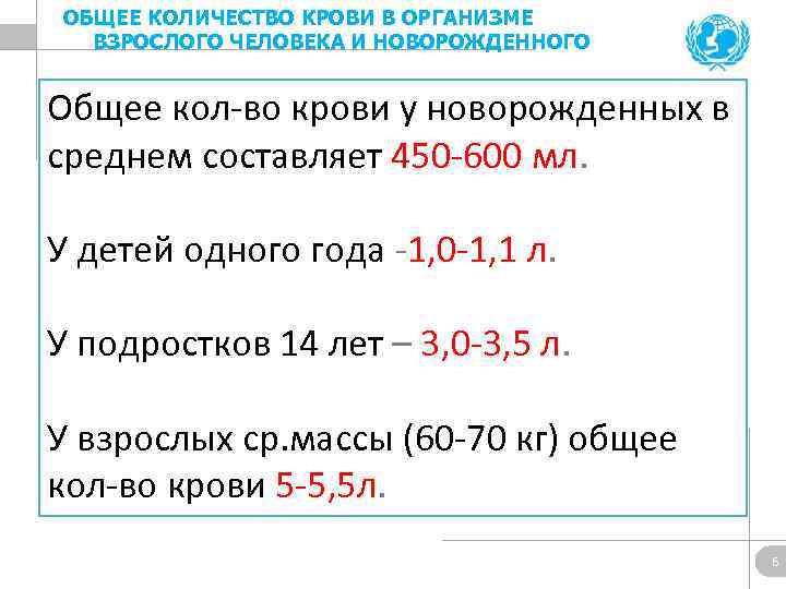 ОБЩЕЕ КОЛИЧЕСТВО КРОВИ В ОРГАНИЗМЕ ВЗРОСЛОГО ЧЕЛОВЕКА И НОВОРОЖДЕННОГО Общее кол-во крови у новорожденных