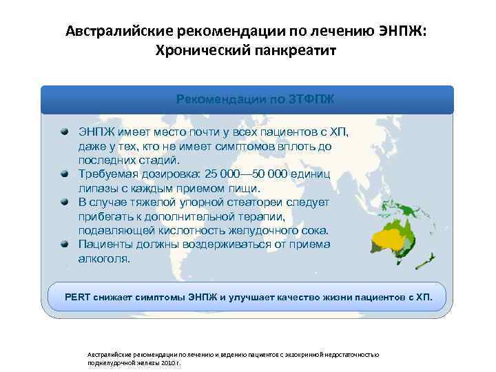 Австралийские рекомендации по лечению ЭНПЖ: Хронический панкреатит Рекомендации по ЗТФПЖ ЭНПЖ имеет место почти