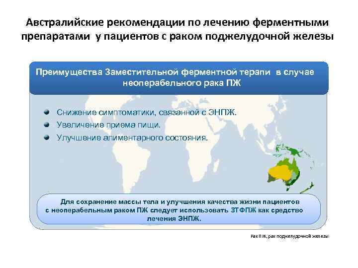 Австралийские рекомендации по лечению ферментными препаратами у пациентов с раком поджелудочной железы Преимущества Заместительной