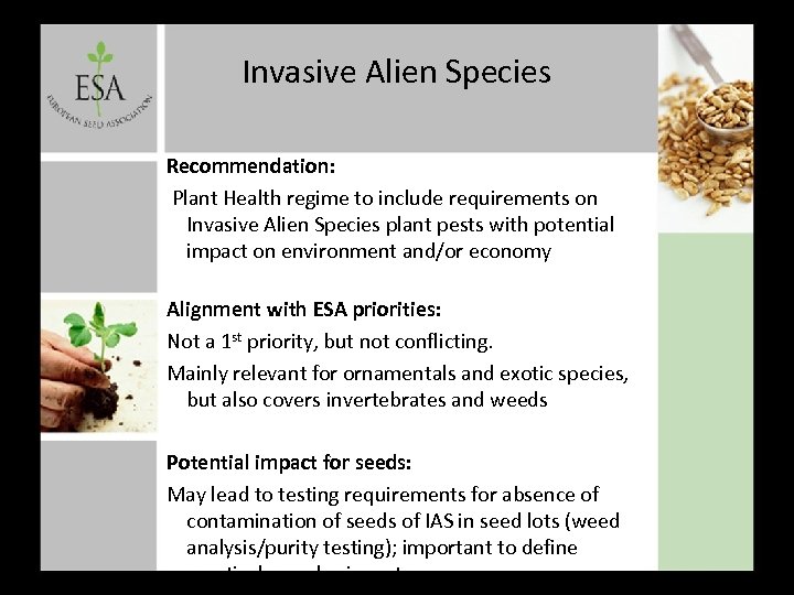 Invasive Alien Species Recommendation: Plant Health regime to include requirements on Invasive Alien Species