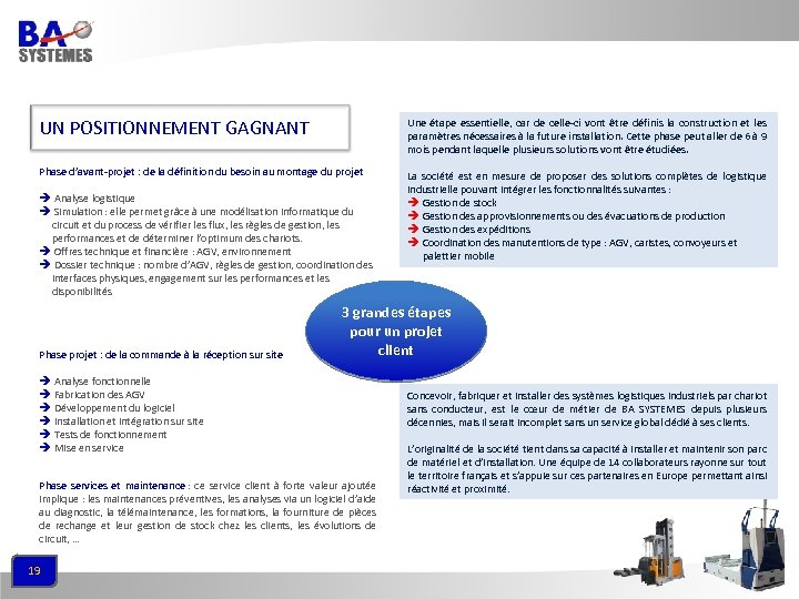 UN POSITIONNEMENT GAGNANT Une étape essentielle, car de celle-ci vont être définis la construction