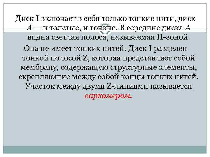 Диск I включает в себя только тонкие нити, диск А — и толстые, и