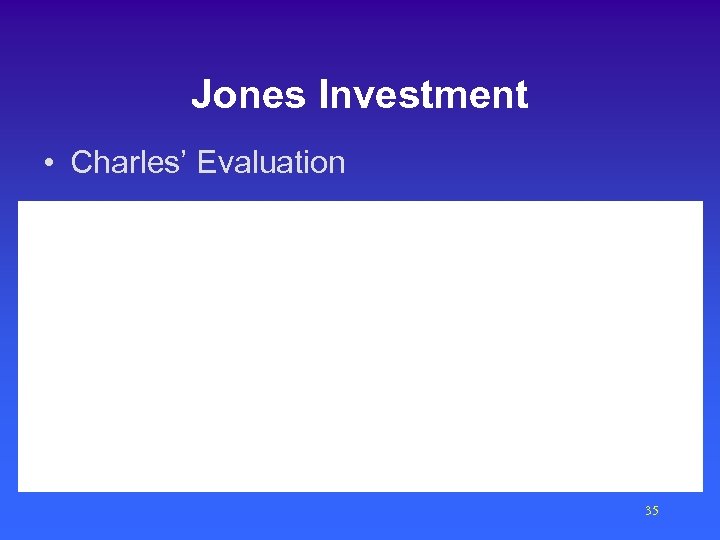 Jones Investment • Charles’ Evaluation 35 