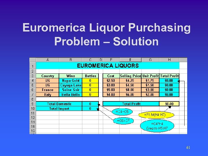 Euromerica Liquor Purchasing Problem – Solution 61 