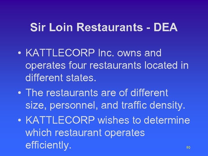 Sir Loin Restaurants - DEA • KATTLECORP Inc. owns and operates four restaurants located