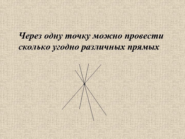 Через одну точку можно провести сколько угодно различных прямых 