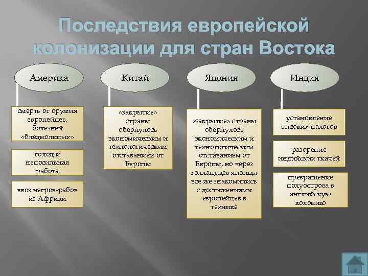 Последствия европейской колонизации для стран Востока Америка смерть от оружия европейцев, болезней «бледнолицых» голод