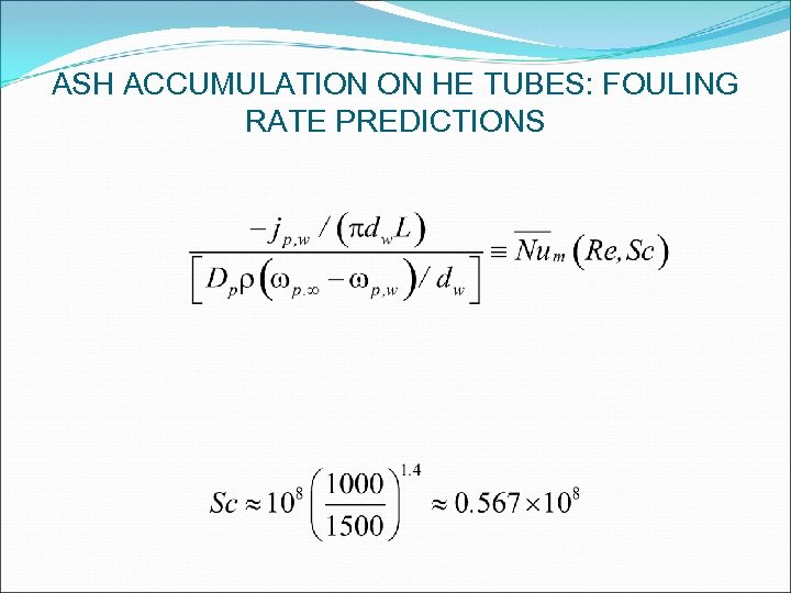 ASH ACCUMULATION ON HE TUBES: FOULING RATE PREDICTIONS 