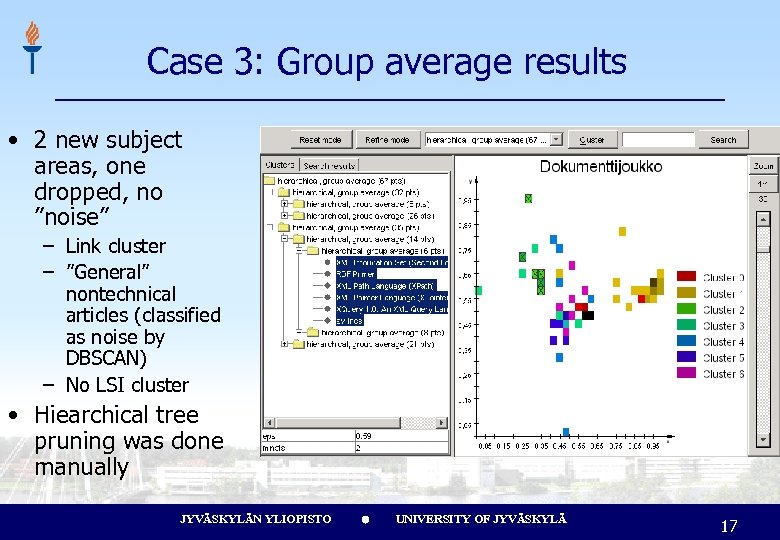 Case 3: Group average results • 2 new subject areas, one dropped, no ”noise”