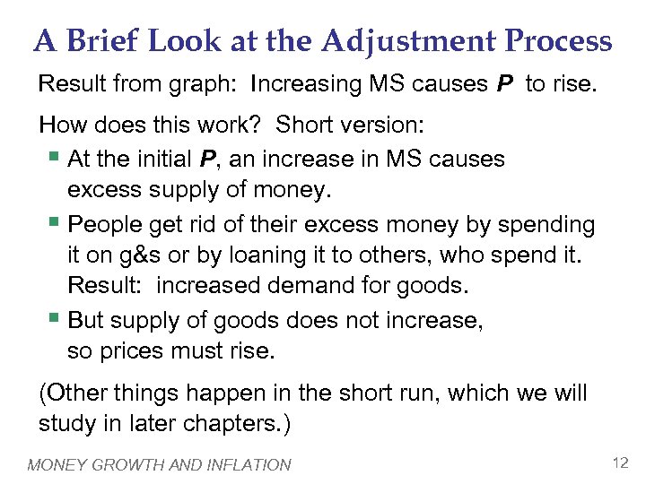 A Brief Look at the Adjustment Process Result from graph: Increasing MS causes P